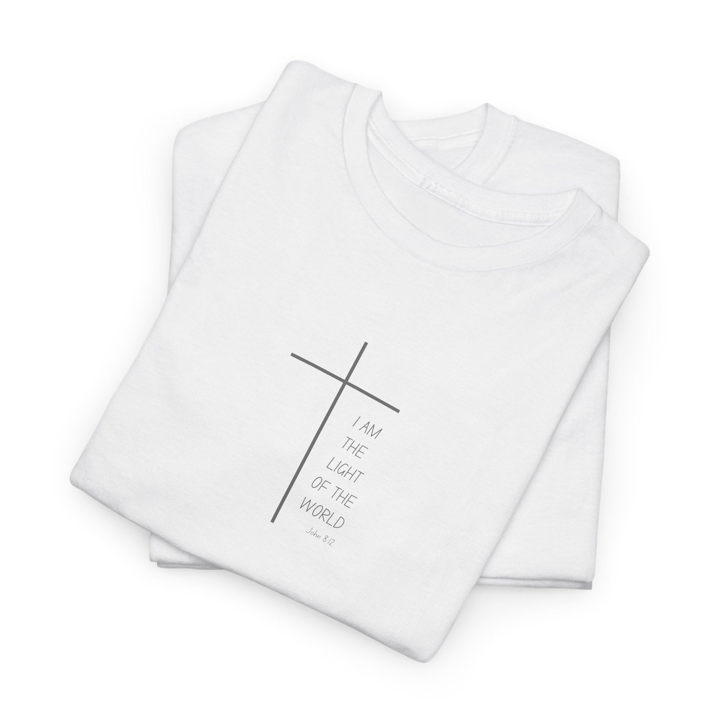 Christian Cross Minimalist Unisex T‑Shirt — I AM THE LIGHT