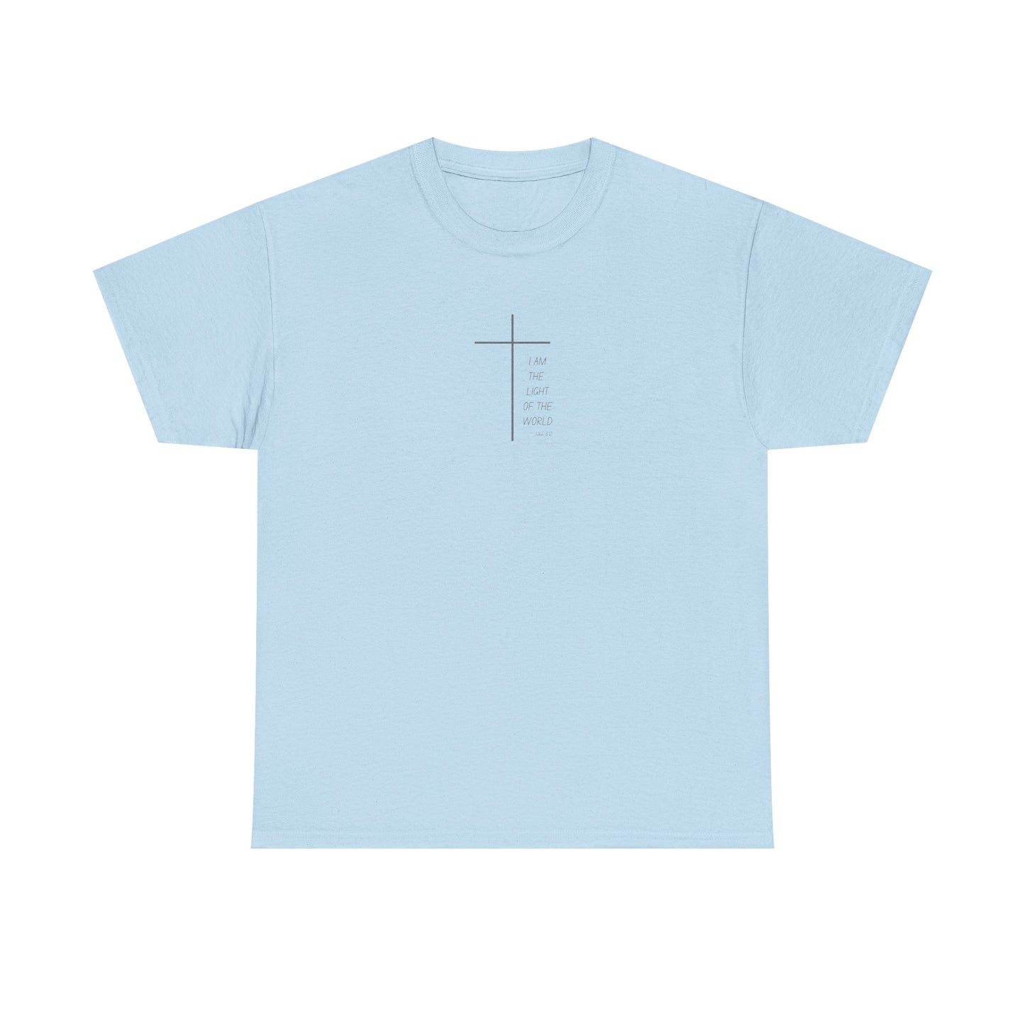 Christian Cross Minimalist Unisex T‑Shirt — I AM THE LIGHT