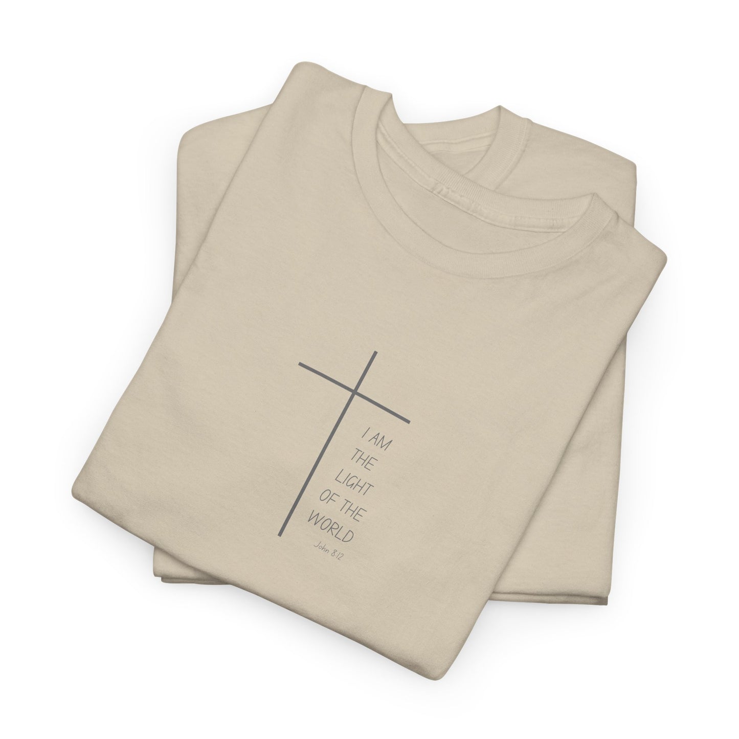 Christian Cross Minimalist Unisex T‑Shirt — I AM THE LIGHT