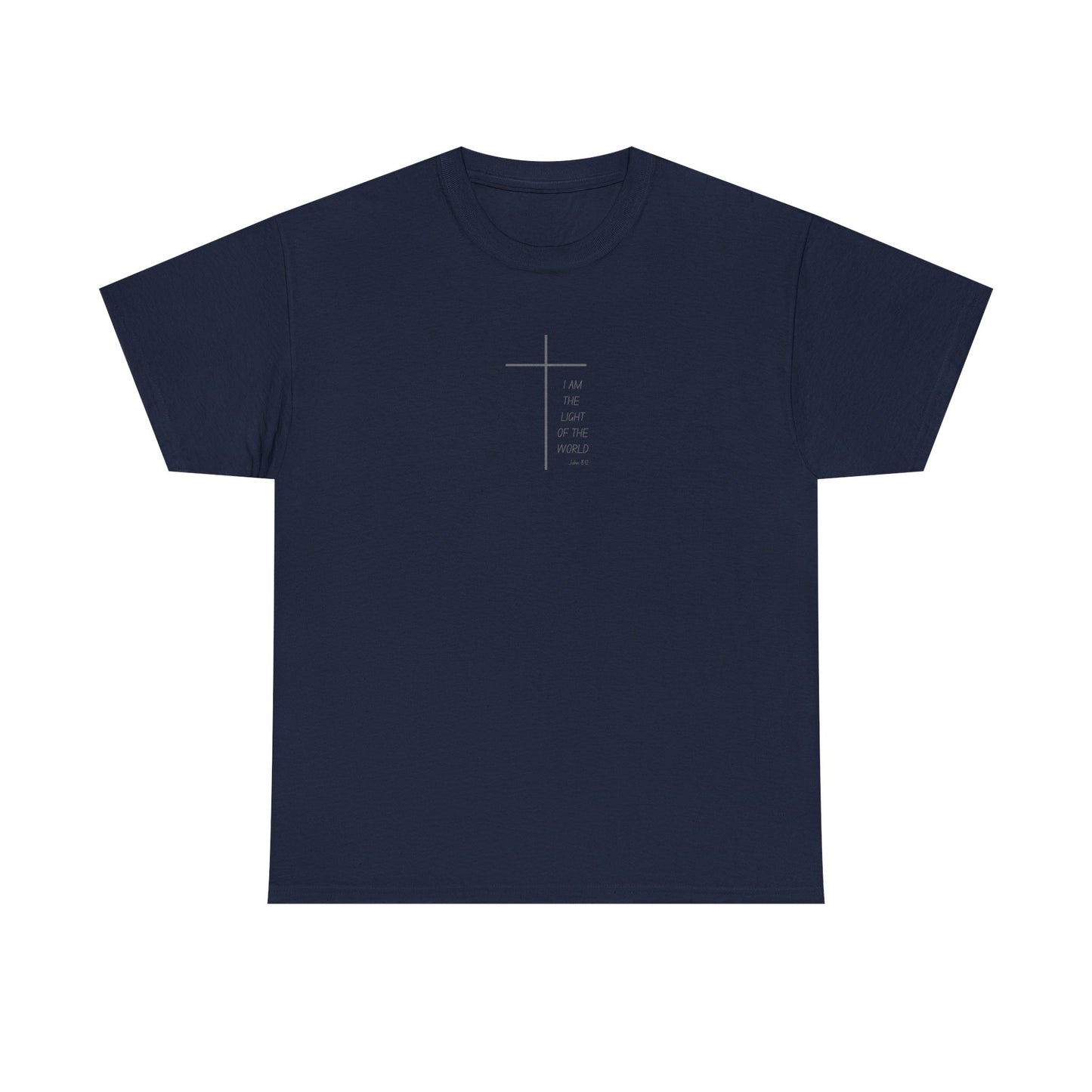 Christian Cross Minimalist Unisex T‑Shirt — I AM THE LIGHT
