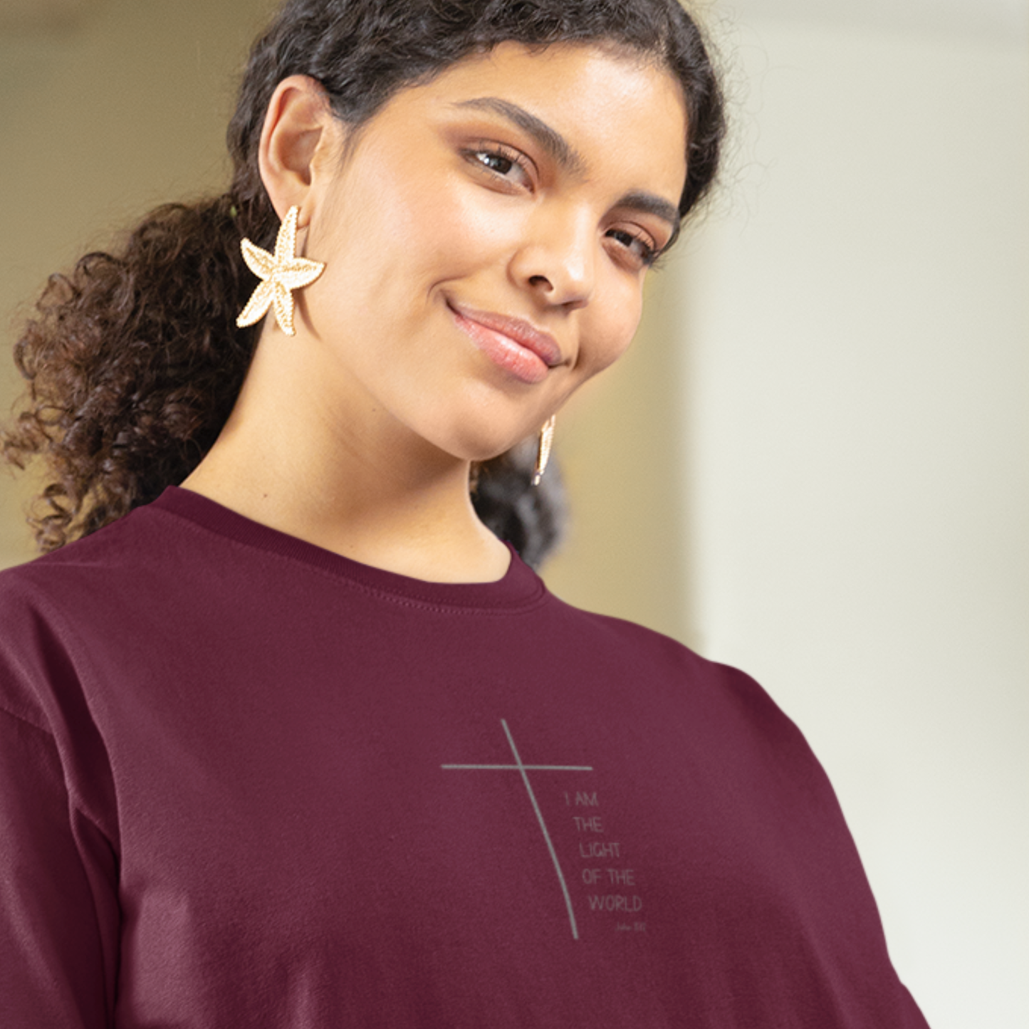 Christian Cross Minimalist Unisex T‑Shirt — I AM THE LIGHT