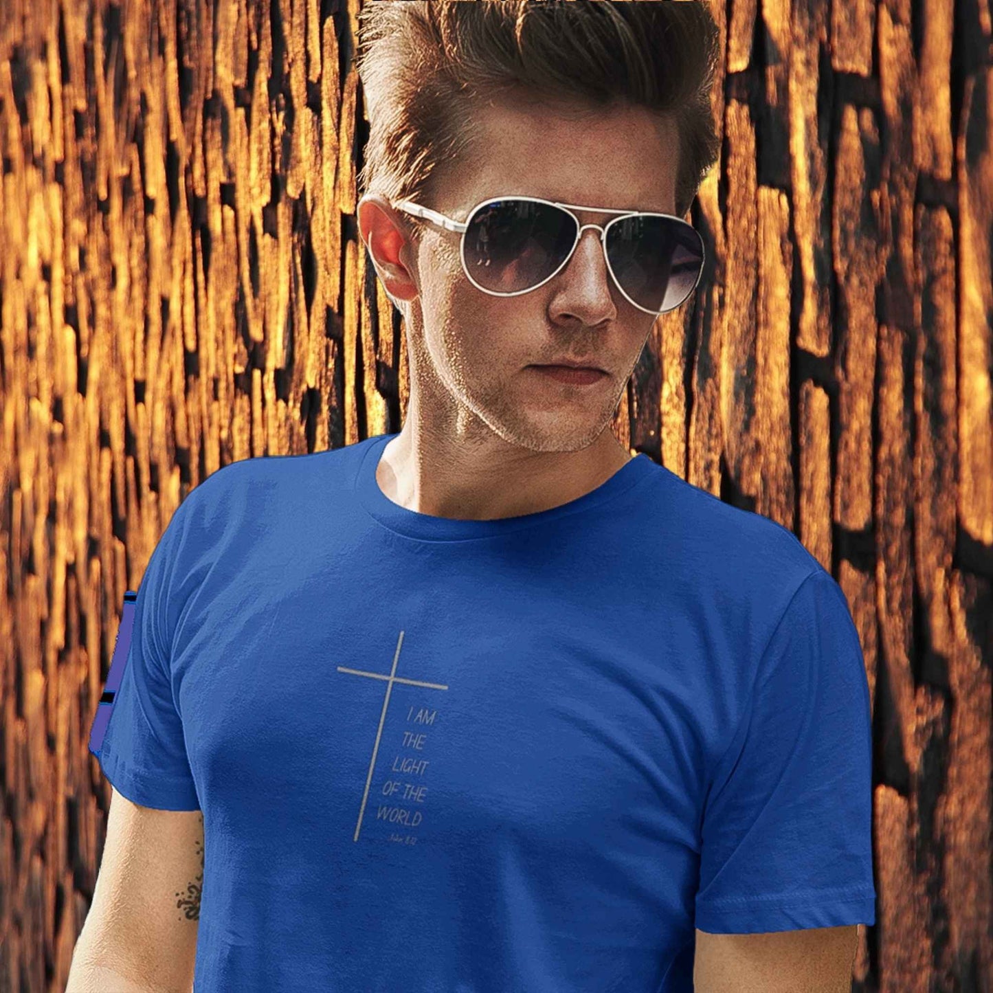Christian Cross Minimalist Unisex T‑Shirt — I AM THE LIGHT