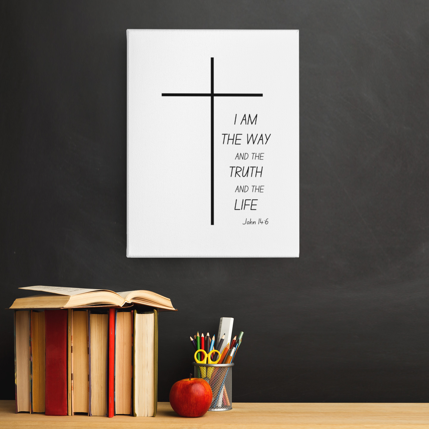 Christian Cross Poster – “I Am the Way, the Truth, and the Life” Matte Vertical Print