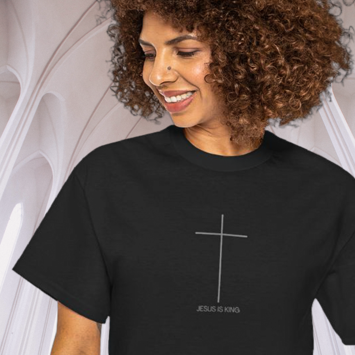 Christian Cross Minimalist Unisex T‑Shirt — Jesus IS King