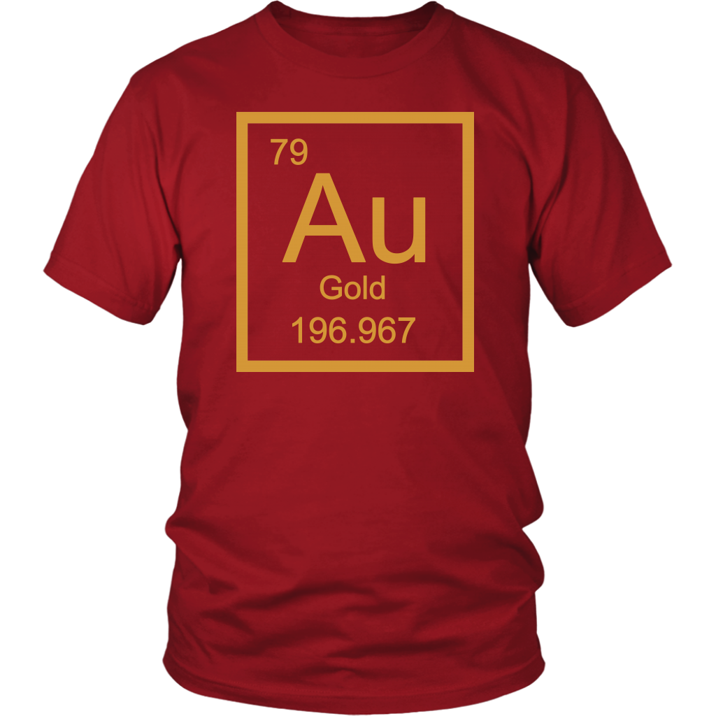 Gold Au Periodic Table Element Unisex/Womens T-Shirt